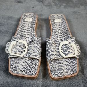 Louise et Cie Elara Snake Skin Slide Sandals Buckle Strap Womens Sz 8.5